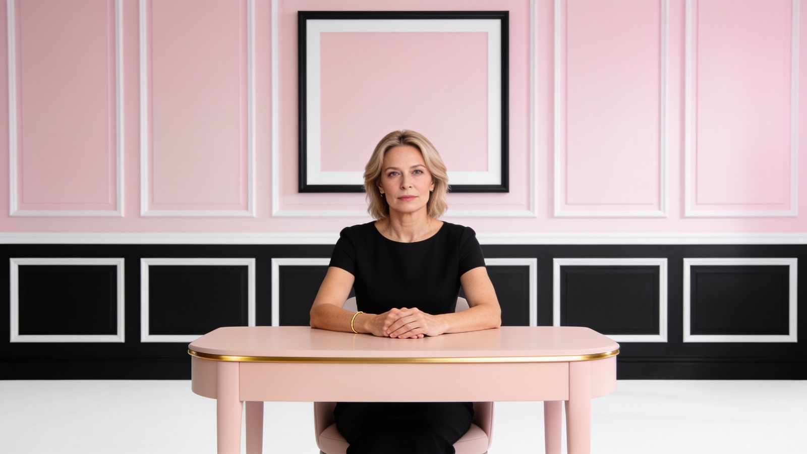A clinic owner seated calmly at the consultation table